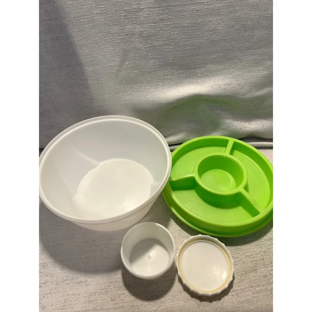 EZ-Freeze StayFit Salad To Go Container Set Lime Green White Multi Compartment